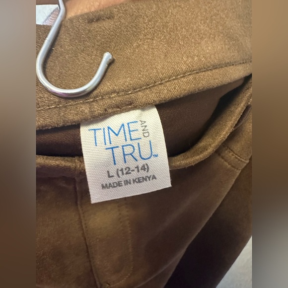 Time and Tru XL 12-14 Large Faux Suede Brown Pull On Skinny Pants - Picture 7 of 8